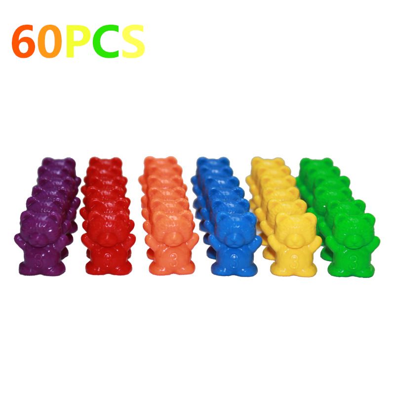1 set Counting Bears With Stacking Cups - Montessori Rainbow Matching Game  Educational Color Sorting Toys For Toddlers Baby