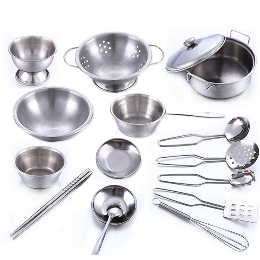 16PCS Toddler Girls Baby Kids Play House Toy Kitchen Utensils Cooking Pots Pans Food Dishes Cookware Creative Simulation toys