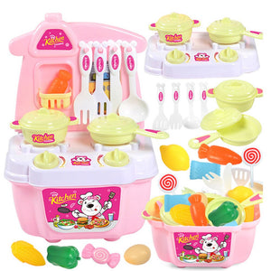 21 PCS Play Kitchen Kit for Kids Pretend Cooking Set Roleplay Toddlers Playhouse Game BM88