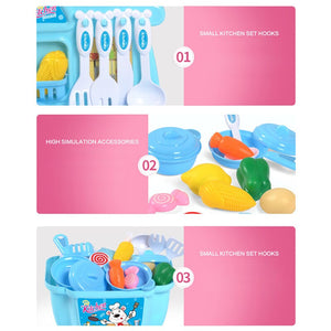 21 PCS Play Kitchen Kit for Kids Pretend Cooking Set Roleplay Toddlers Playhouse Game BM88