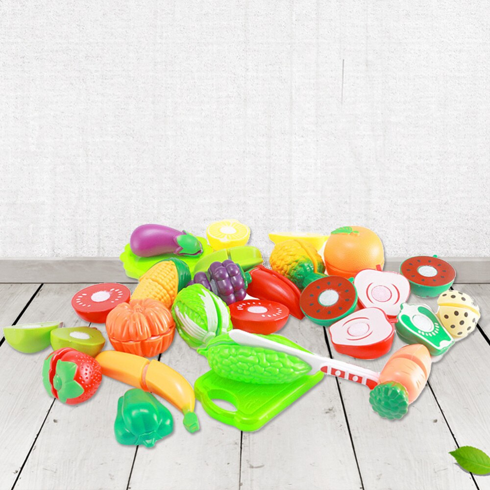 22pcs Kids Cutting Fruit Vegetable Toys Kitchen Toys Miniature Food Model for Children Toddler