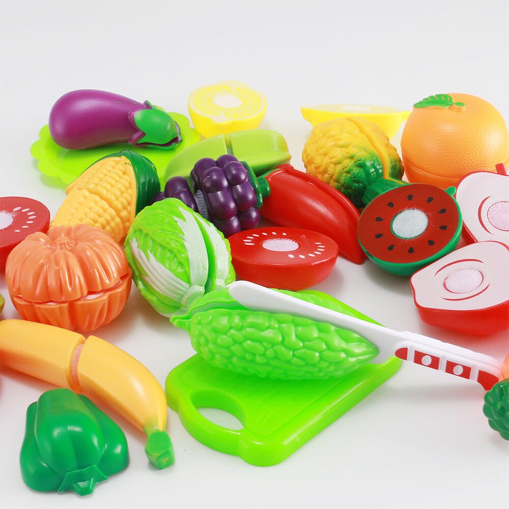 22pcs Kids Cutting Fruit Vegetable Toys Kitchen Toys Miniature Food Model for Children Toddler