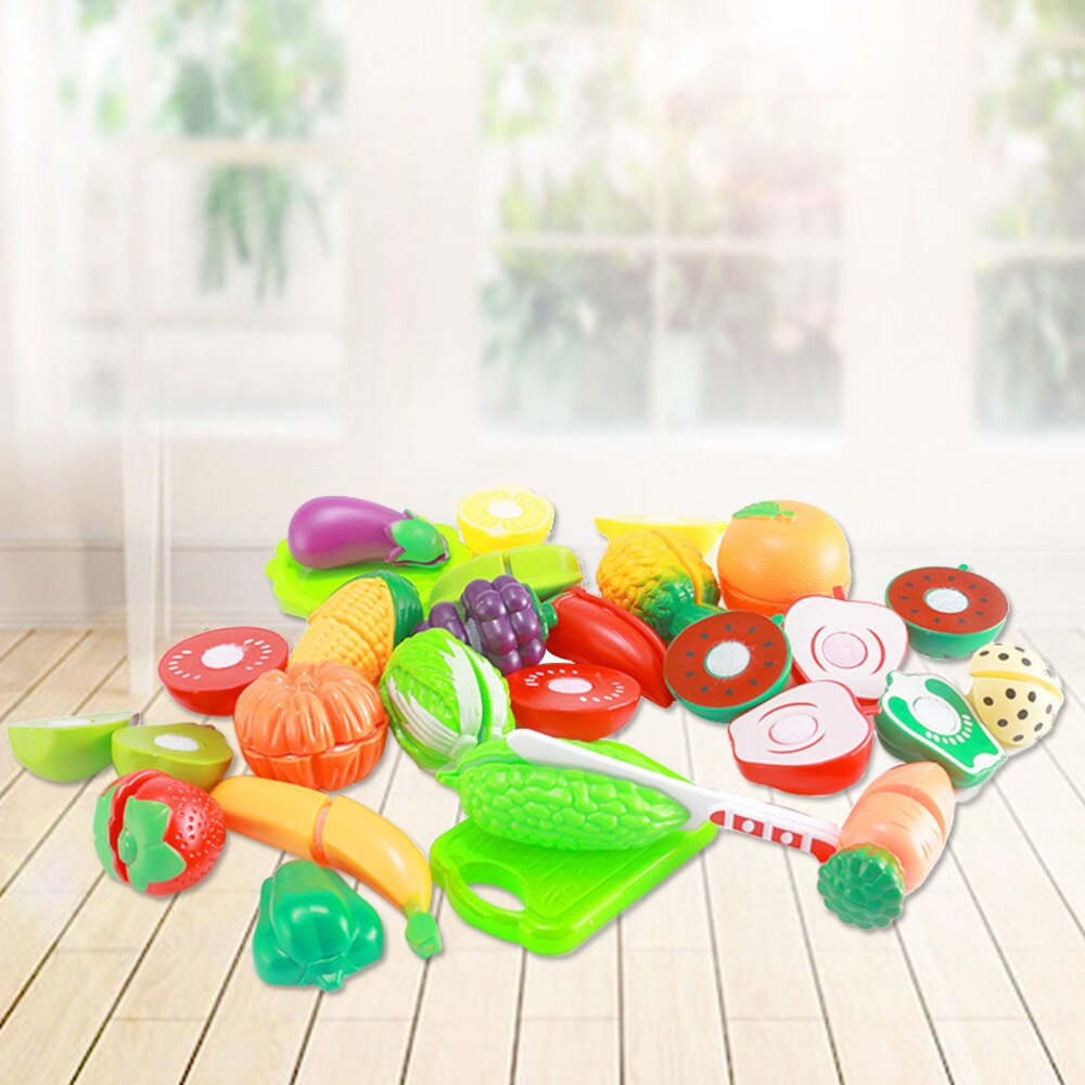 22pcs Kids Cutting Fruit Vegetable Toys Kitchen Toys Miniature Food Model for Children Toddler