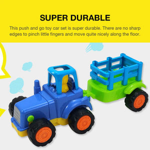 4 Sets Plastic Toddlers Toys Car Tractor Truck Dumper Bulldozer Friction Powered Car Fun Toy Gifts For Kids