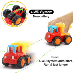 4 Sets Plastic Toddlers Toys Car Tractor Truck Dumper Bulldozer Friction Powered Car Fun Toy Gifts For Kids