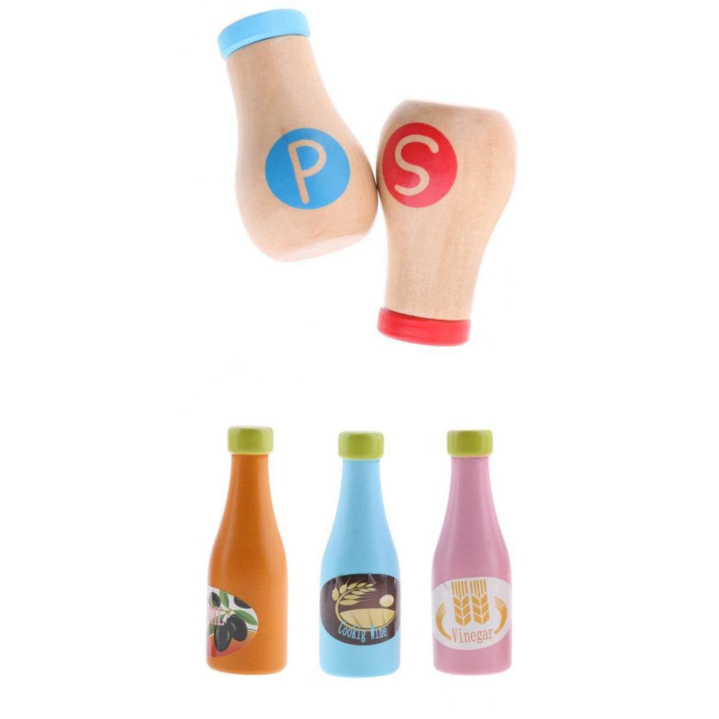 5-piece Pretend Wooden Food Bottle Set for Kids – Pretend Play Food Sets for Toddlers Age 3 Years and Up
