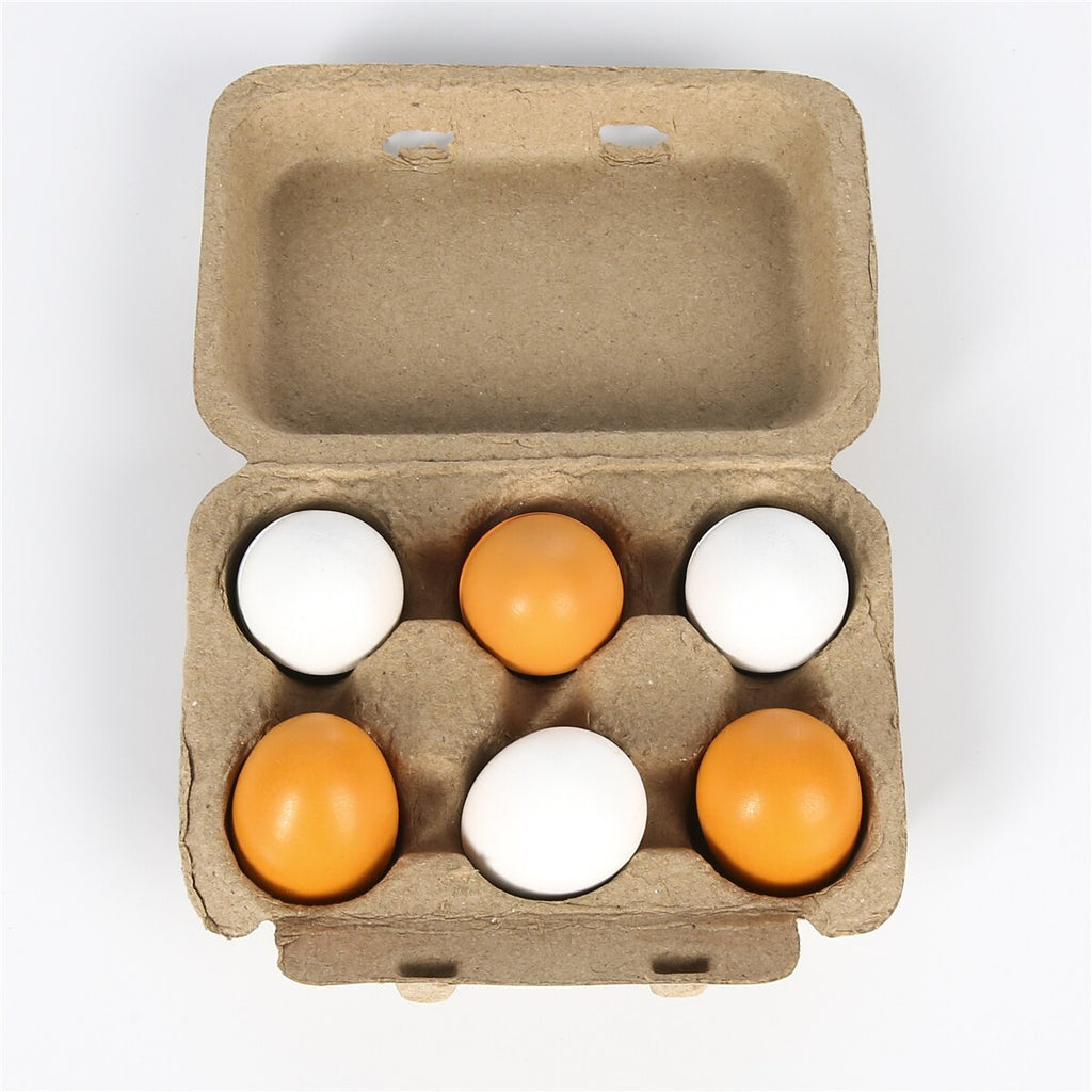 6pcs Set egg Toy Baby Toddler Pretend Play Educational Toy Wooden Eggs Yolk Kitchen Cooking