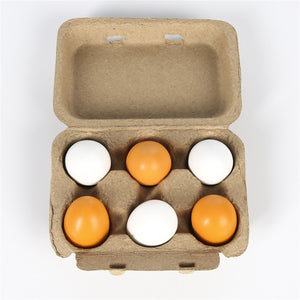 6pcs Set egg Toy Baby Toddler Pretend Play Educational Toy Wooden Eggs Yolk Kitchen Cooking
