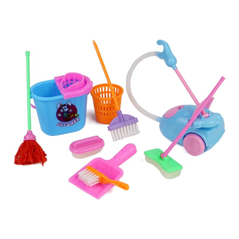 9pcs/set Kitchen Home cleaning tool floor broom toy for Toddler kid girl pretend play furniture Mini housekeeping brush Children