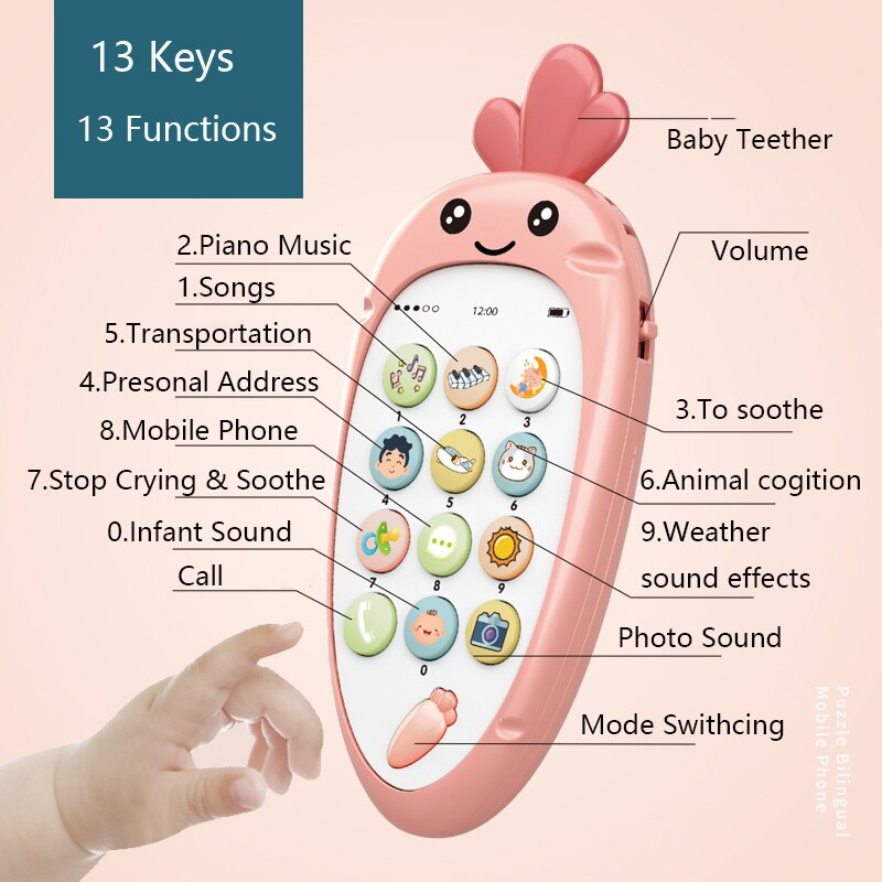 Baby Phone Toys for Newborns 0-12 months Toy Mobile Phone for Toddler Kids Learning Educational Telephone Montessori Musical Toy