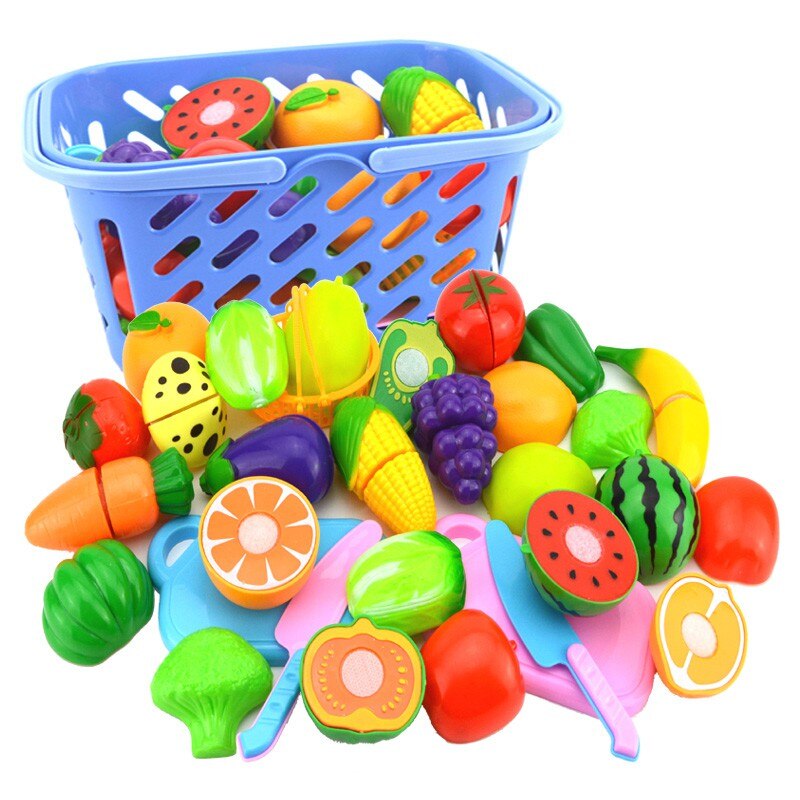 Baby Toys plastic cutting vegetables and fruits educational simulation fantasy set baby food kitchen toys for toddler