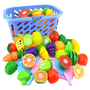 Baby Toys plastic cutting vegetables and fruits educational simulation fantasy set baby food kitchen toys for toddler