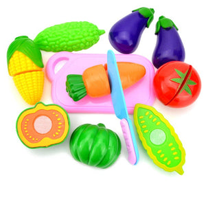 Baby Toys plastic cutting vegetables and fruits educational simulation fantasy set baby food kitchen toys for toddler