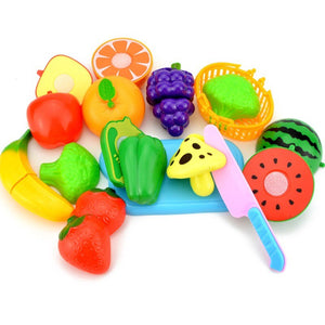 Baby Toys plastic cutting vegetables and fruits educational simulation fantasy set baby food kitchen toys for toddler