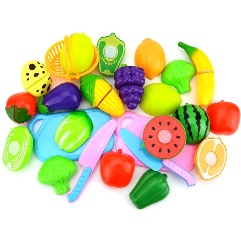 Baby Toys plastic cutting vegetables and fruits educational simulation fantasy set baby food kitchen toys for toddler