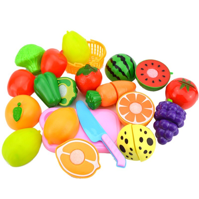 Baby Toys plastic cutting vegetables and fruits educational simulation fantasy set baby food kitchen toys for toddler