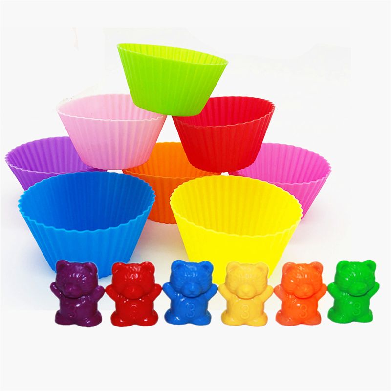 Counting Counting Bears With Stacking Cups - Montessori Rainbow Matching Game  Educational Color Sorting Toys For Toddlers and
