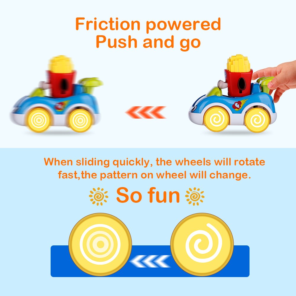 Early Educational Development Cars for Kids Toddler Friction Powered Vehicles Baby Pull Back Car Toys for 1 2 3 Years Old baby