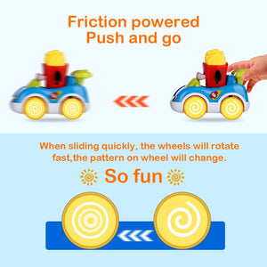 Early Educational Development Cars for Kids Toddler Friction Powered Vehicles Baby Pull Back Car Toys for 1 2 3 Years Old baby