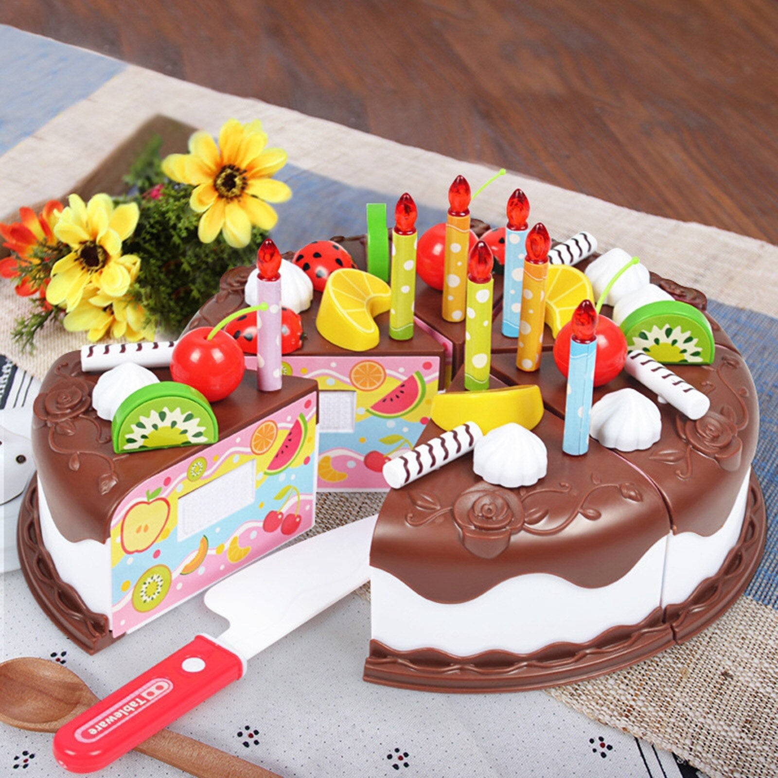 Kids Birthday Cake Toy for Baby & Toddlers with Counting Candles & Fruits  Gift Toys for 1 2 3 4 5 Years Old Boys and Girls