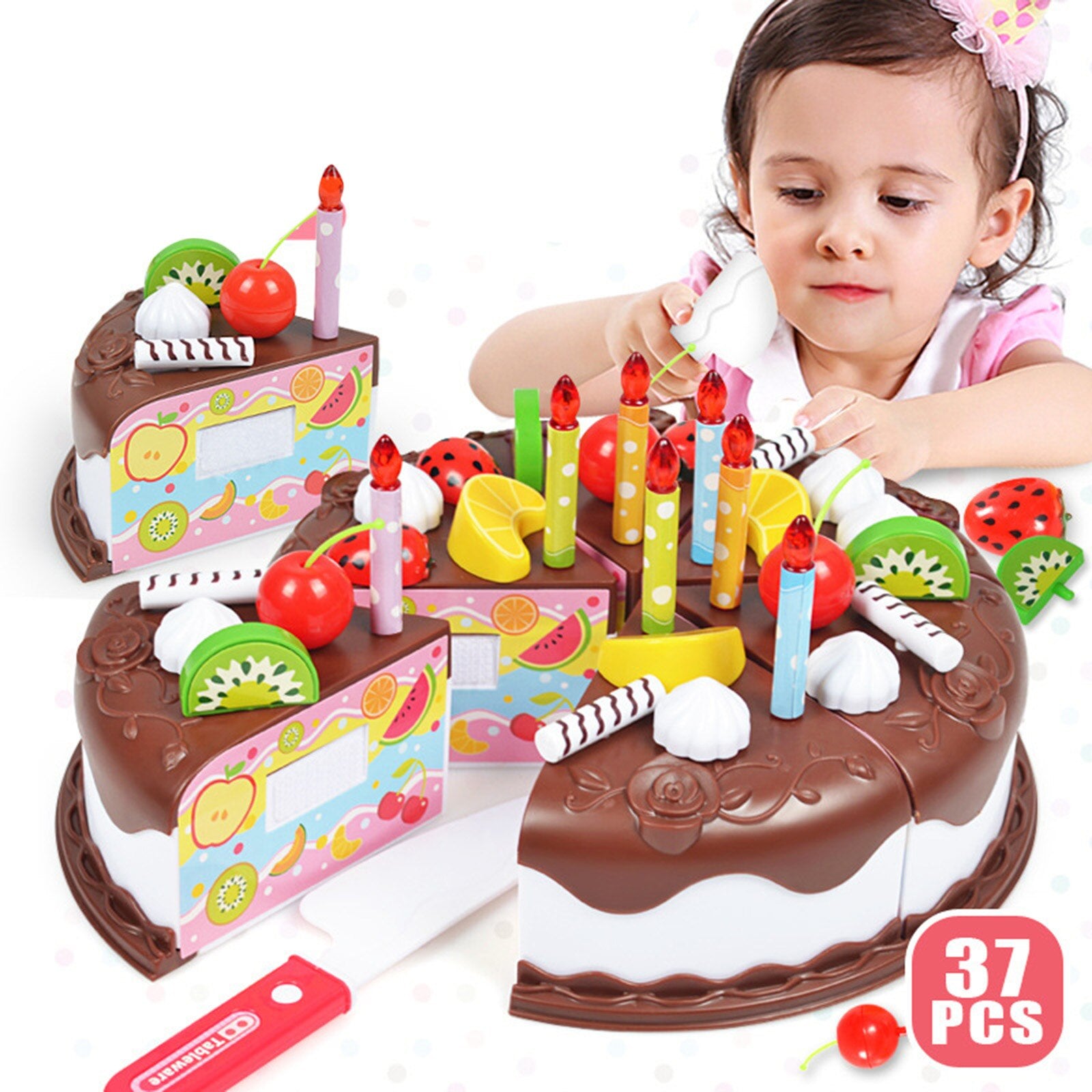Kids Birthday Cake Toy for Baby & Toddlers with Counting Candles & Fruits  Gift Toys for 1 2 3 4 5 Years Old Boys and Girls
