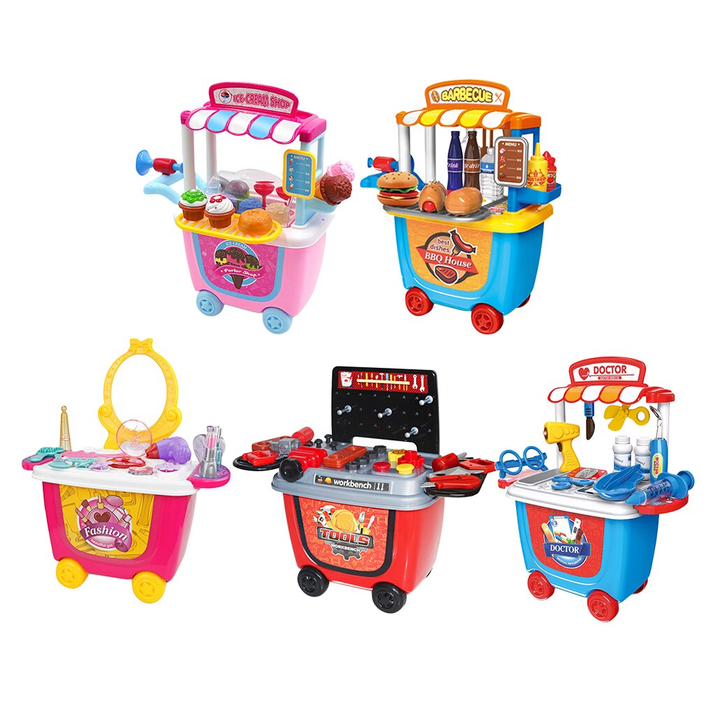Kids Pretend Play Shop Workbench Barbecue Playset Toddlers Game Toy Party