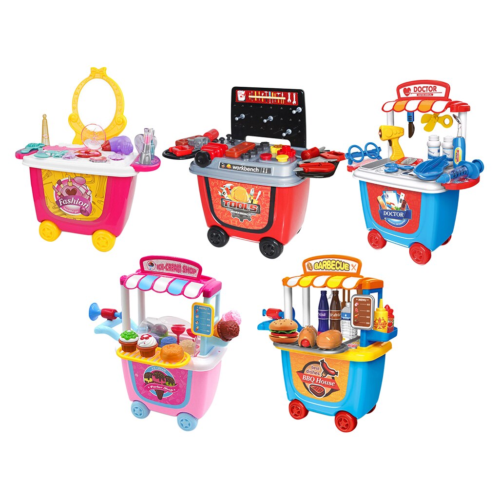 Kids Pretend Play Shop Workbench Barbecue Playset Toddlers Game Toy Party