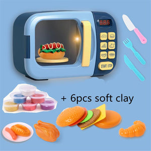 Microwave Kitchen Play Set with Pretend Play Fake Food - Great for Toddlers Ages 3 and Older - Educational Battery Power