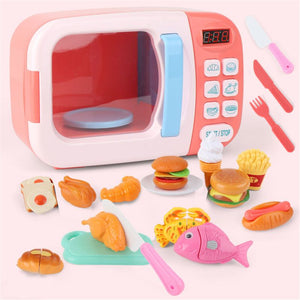 Microwave Kitchen Play Set with Pretend Play Fake Food - Great for Toddlers Ages 3 and Older - Educational Battery Power