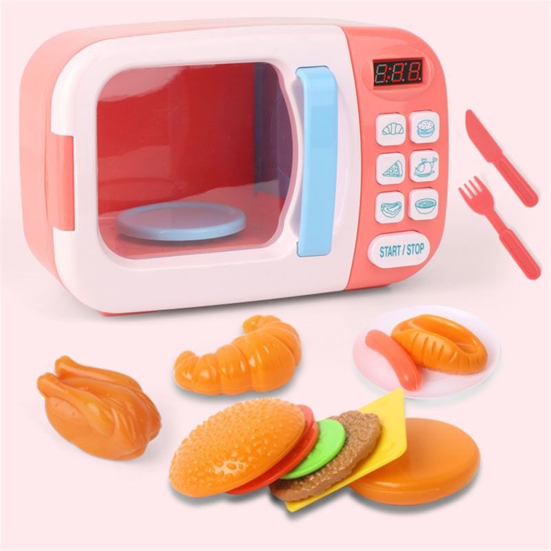 Microwave Kitchen Play Set with Pretend Play Fake Food - Great for Toddlers Ages 3 and Older - Educational Battery Power