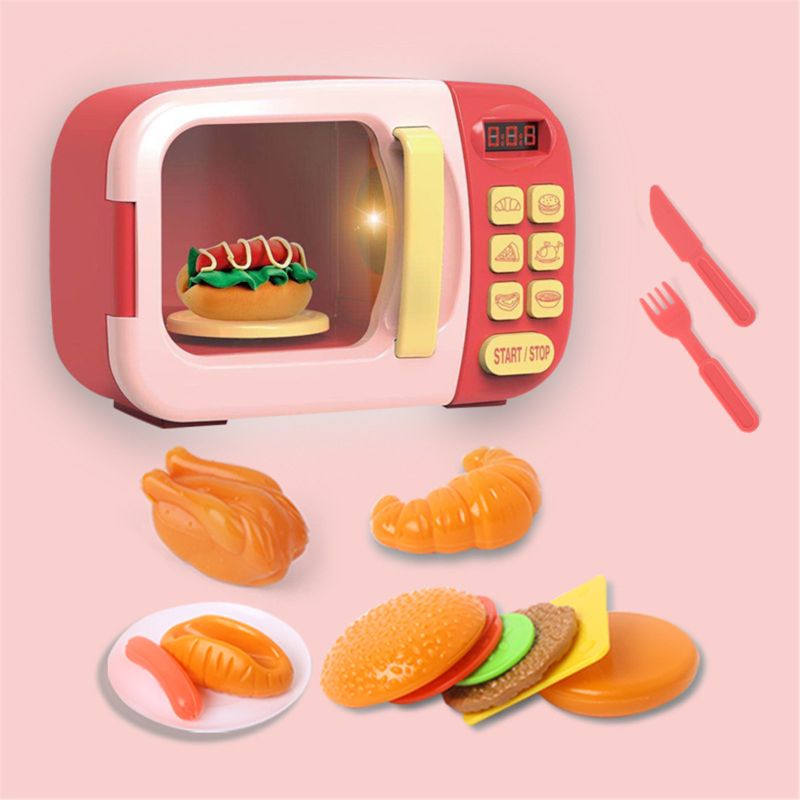 Microwave Kitchen Play Set with Pretend Play Fake Food - Great for Toddlers Ages 3 and Older - Educational Battery Power