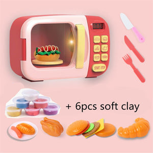 Microwave Kitchen Play Set with Pretend Play Fake Food - Great for Toddlers Ages 3 and Older - Educational Battery Power