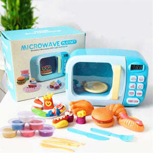 Microwave Kitchen Play Set with Pretend Play Fake Food - Great for Toddlers Ages 3 and Older - Educational Battery Power