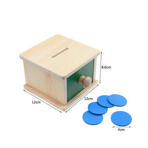 Montessori Materials Match Box Ball Box Coin Box Piggy Bank Set Toys for Toddler Solid Wood Infant Basic Life Skill Toy 8-24 Mon