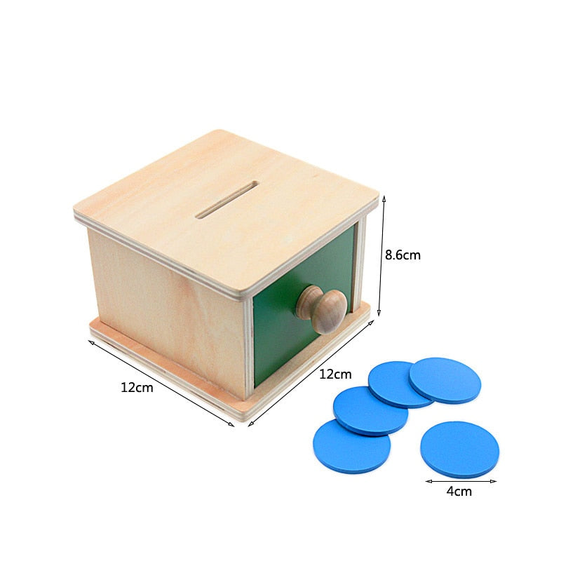 Montessori Materials Match Box Ball Box Coin Box Piggy Bank Set Toys for Toddler Solid Wood Infant Basic Life Skill Toy 8-24 Mon