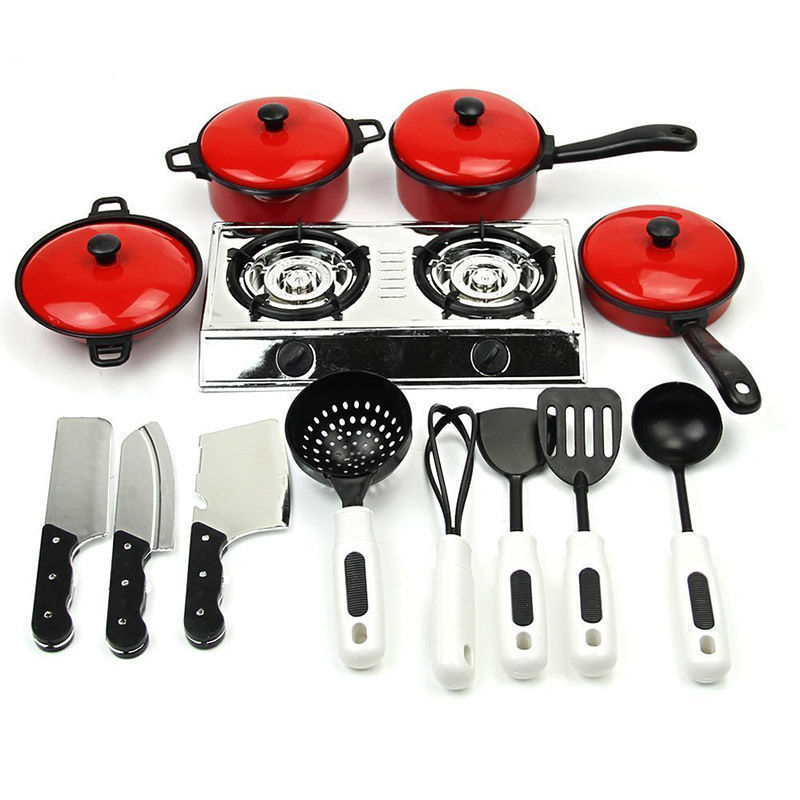 Newest 13PCS Toddler Girls Baby Kids Play House Toy Kitchen Utensils Cooking Pots Pans Food Dishes Cookware