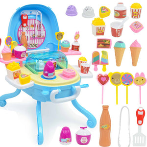 Pretend Play Kitchen Toy  Ice Cream Role Play Set Birthday Gift for 2  3  4  5 Year Old Girls Toddlers Kids