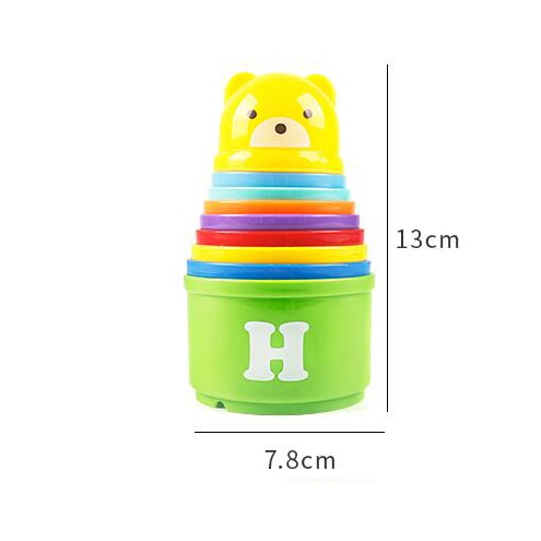 Rainbow Stacking Ring Tower Stacking Folding Cup Stapelring Blocks Wood Plastic Toddler Toy Baby Toys Infant Toys GYH