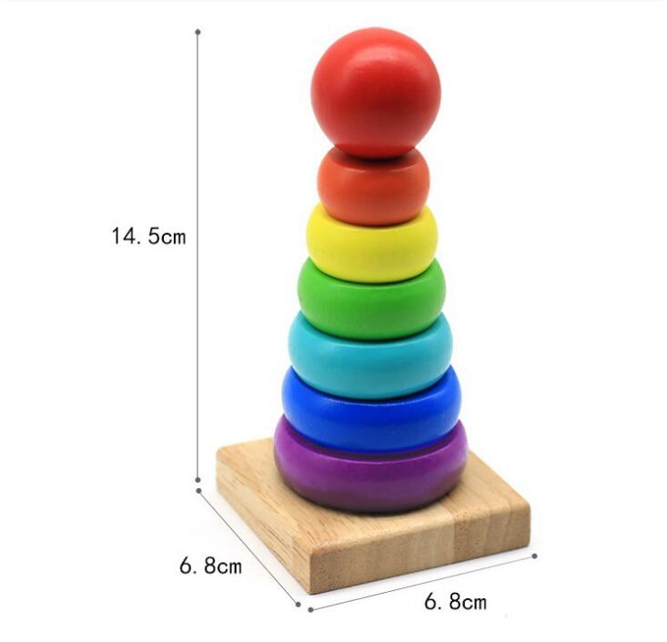 Rainbow Stacking Ring Tower Stacking Folding Cup Stapelring Blocks Wood Plastic Toddler Toy Baby Toys Infant Toys GYH