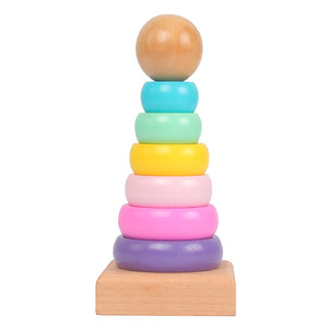 Rainbow Stacking Ring Tower Stacking Folding Cup Stapelring Blocks Wood Plastic Toddler Toy Baby Toys Infant Toys GYH