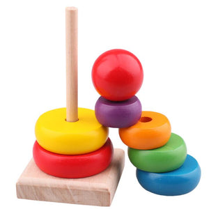 Rainbow Stacking Ring Tower Stacking Folding Cup Stapelring Blocks Wood Plastic Toddler Toy Baby Toys Infant Toys GYH