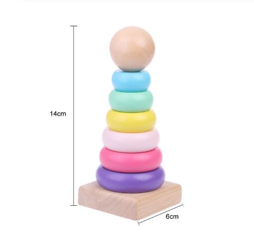 Rainbow Stacking Ring Tower Stacking Folding Cup Stapelring Blocks Wood Plastic Toddler Toy Baby Toys Infant Toys GYH