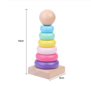 Rainbow Stacking Ring Tower Stacking Folding Cup Stapelring Blocks Wood Plastic Toddler Toy Baby Toys Infant Toys GYH