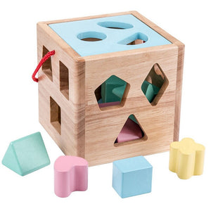 Shape Sorting Square Baby Toddler Toy Clic Wooden Toy Gift with Microwave Kitchen Play Set