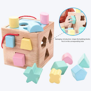 Shape Sorting Square Baby Toddler Toy Clic Wooden Toy Gift with Microwave Kitchen Play Set
