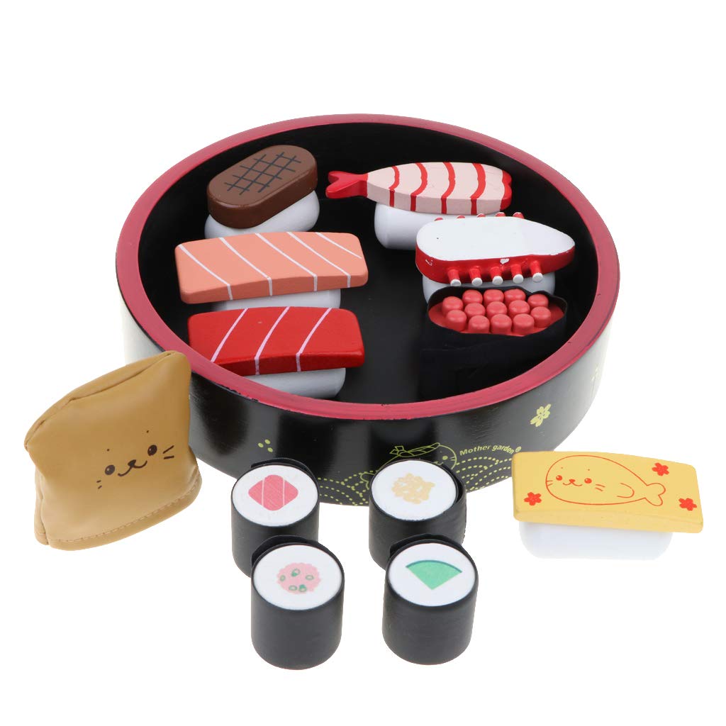 Simulation Wooden Sushi Japanese Food Pretend Play Role Playing Game Educational Toys Birthday Gift for Children Kids Toddler