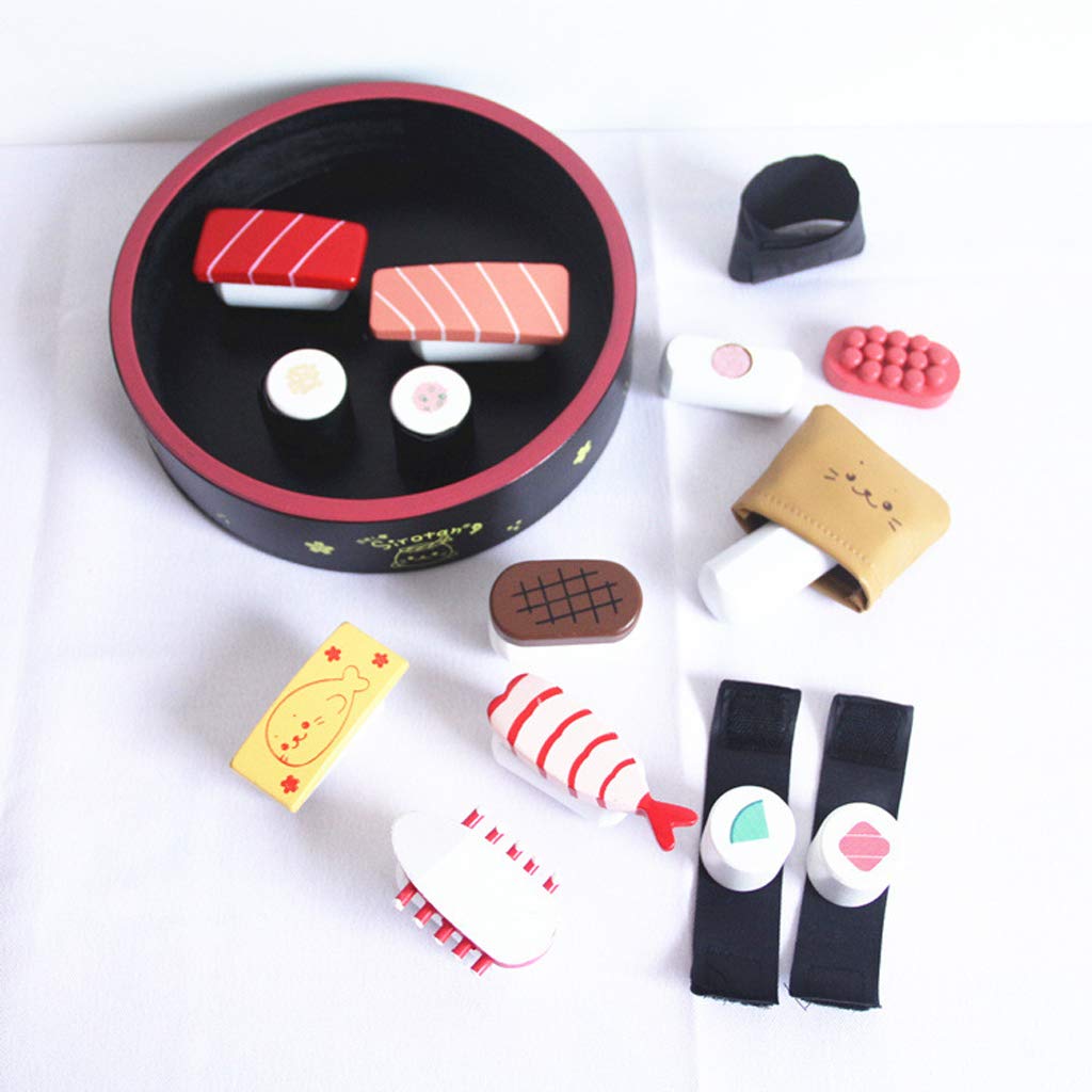 Simulation Wooden Sushi Japanese Food Pretend Play Role Playing Game Educational Toys Birthday Gift for Children Kids Toddler