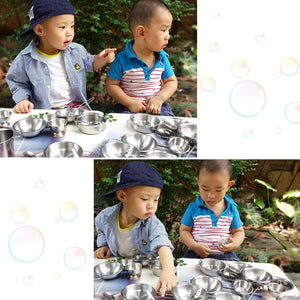 Stainless Steel Play Pots Pans Set for Toddler Interesting Pretend Cooking Toys Kitchenware Play House Toys Kids Interactive Toy