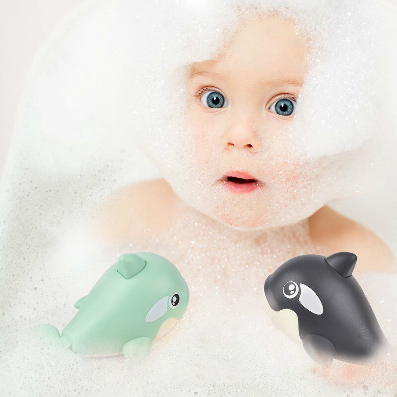 Toddler Boy Whale Spray Water Toys Baby Bath Chain Clockwork Fish Floating Swimming Animal Ducks Tortoise Bathroom Toy for Kids