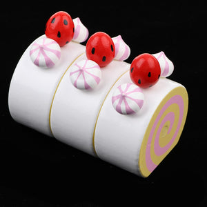 Wooden Strawberry Cake for Kids Toddler Birthday Party Pretend Play Toy